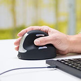 Rgotools R-Go Tools Wireless Vertical Ergonomic Mouse, (Hand Size 165-185mm), Right-Handed, Black/Silver, Resolution (DPI) 500/1000/1750 for Windows, Mac, Linux, Plug and Play