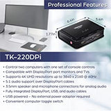 TRENDnet 2-Port 4K DisplayPort 1.2 KVM Switch with Audio, 4K UHD (3840 x 2160@60Hz), 3.5mm Speaker/Microphone, USB 2.0, Integrated Cables, Black, TK-220DPI