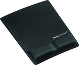 Fellowes Mouse Pad/Wrist Support with Mircoban Protection, Black (9181201) Black Single