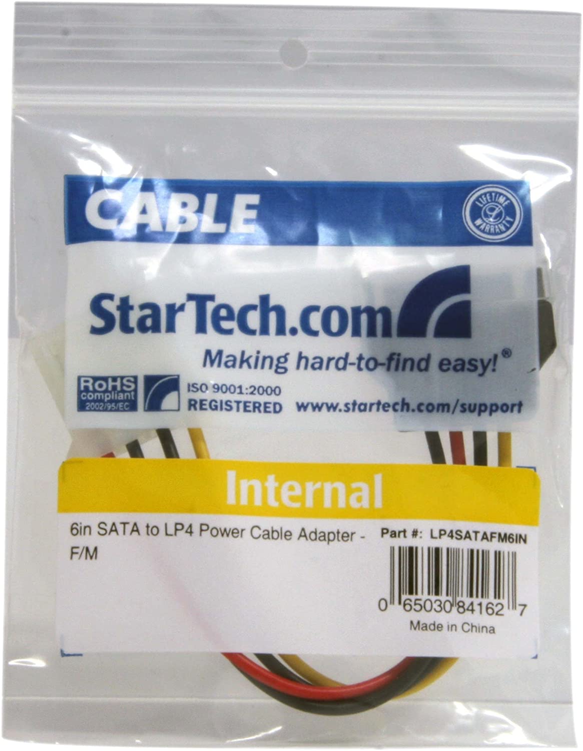 StarTech.com 6in SATA to LP4 Power Cable Adapter - F/M - Power adapter - SATA power (M) to 4 pin internal power (F) - 5.9 in - black - LP4SATAFM6IN 6 inch SATA to Molex LP4 Power