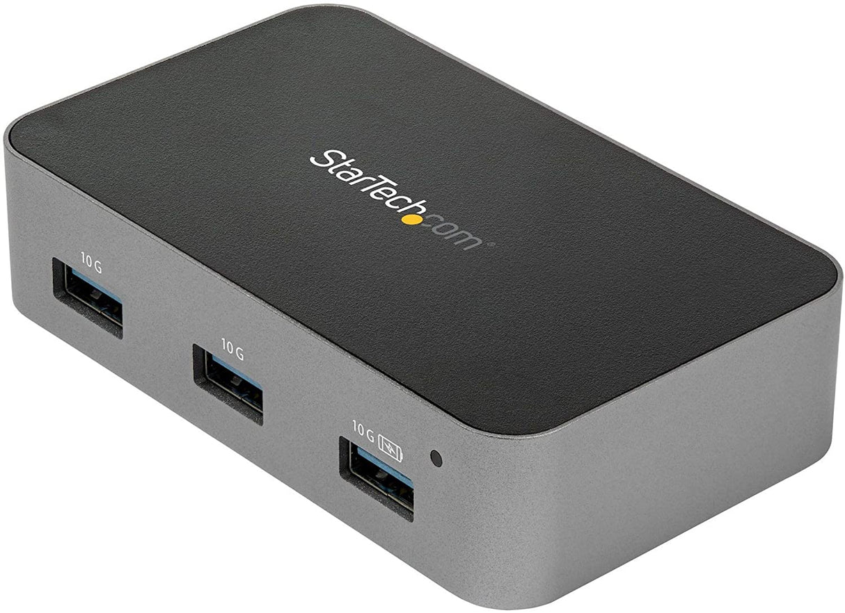 StarTech.com 4 Port USB C Hub with Power Adapter - USB 3.1/3.2 Gen 2 (10Gbps) - USB Type C to 4X USB-A - Self Powered Desktop USB Hub with Fast Charging Port (BC 1.2) - Desk Mountable (HB31C4AS) 4 Port | 4x USB-A