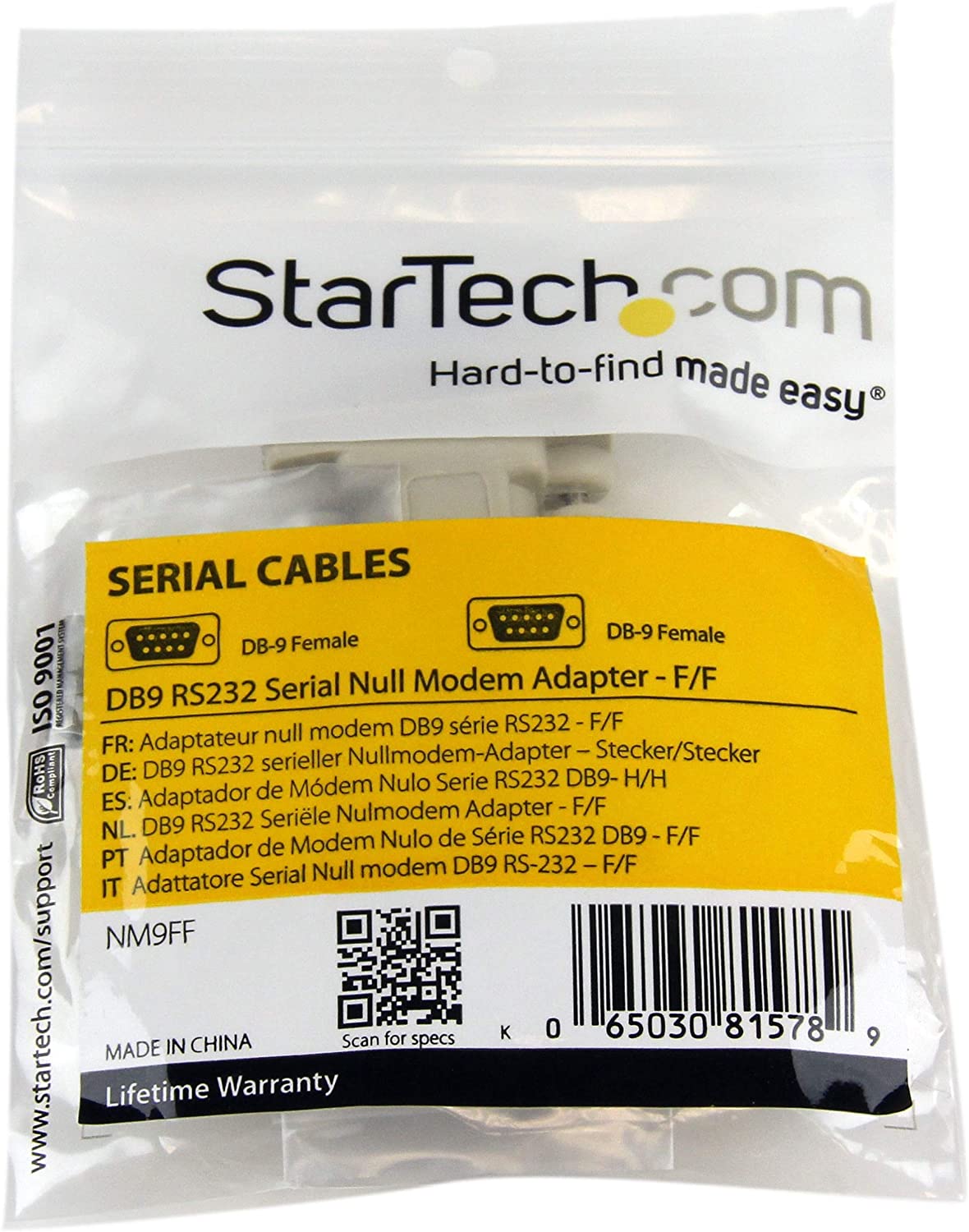 Serial Null Adapter Sel StarTech.com DB9 RS232 Serial Null Modem Adapter - F/F - Null modem ad ...