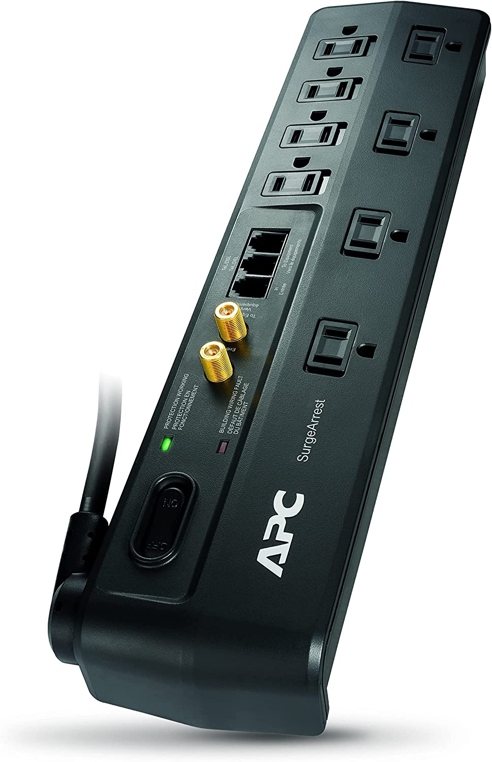 APC Surge Protector with Telephone, DSL and Coaxial Protection, P8VT3, 2770 Joules, 8 Outlet Surge Protector Power Strip Gray 8 Outlet DSL / Tele + Coaxial Surge Protector