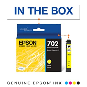 Epson 702 DURABrite Ultra Standard Capacity Cartridge Ink, Yellow (T702420) Yellow Ink