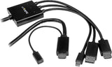 StarTech.com 2m 6 ft HDMI, DisplayPort or Mini DisplayPort to HDMI Converter Cable - HDMI, DP or Mini DP to HDMI Adapter Cable (DPMDPHD2HD),Black