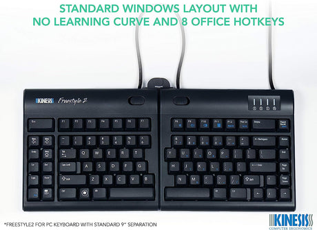 Kinesis Freestyle2 Keyboard for PC, Us English, Black, 9 Inch Separation and VI