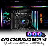 MSI MAG CoreLiquid 360R V2 - AIO ARGB CPU Liquid Cooler - Rotating Cap Design - LGA 1700 Ready - 360mm Radiator - Triple 120mm RGB PWM Fans 360 mm MAG CoreLiquid 360R V2