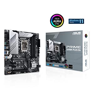 ASUS Prime Z690M-Plus D4 LGA 1700(Intel 12th Gen) microATX motherboard (PCIe 5.0,DDR4,10+1 Power Stages,3x M.2,1Gb LAN,USB 3.2 Gen 2x2 Type-C,front USB 3.2 Gen 1 Type-C connector,Thunderbolt 4)