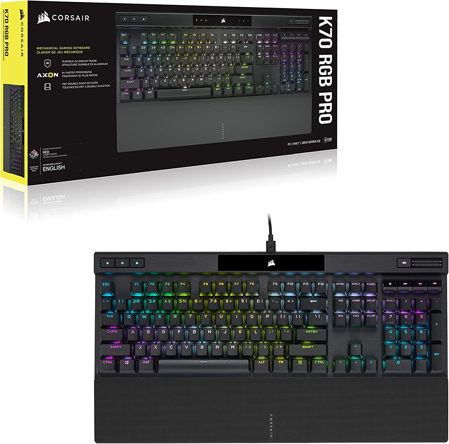 Corsair K70 RGB PRO Wired Mechanical Gaming Keyboard (CHERRY MX RGB Speed  Switches: Linear and Rapid, 8,000Hz Hyper-Polling, PBT DOUBLE-SHOT PRO