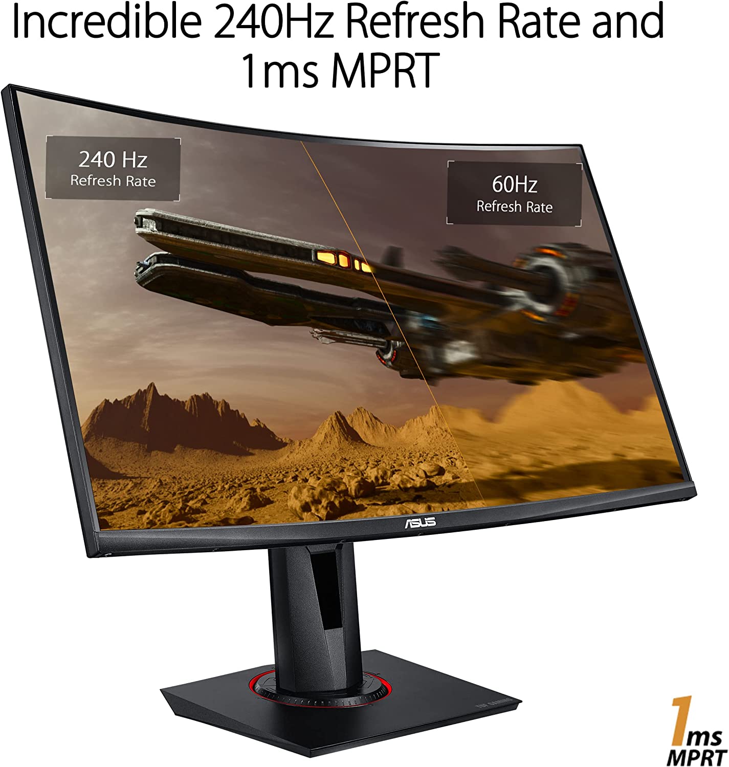 ASUS 27” 1080P TUF Gaming Curved HDR Monitor (VG27VQM) - Full HD, 240Hz,  1ms, Extreme Low Motion Blur, Adaptive-Sync, Freesync™ Premium, Speakers,  Eye