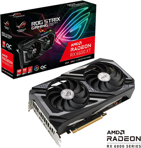 ASUS ROG Strix AMD Radeon RX 6600 XT OC Edition Gaming Graphics Card (AMD RDNA 2, PCIe 4.0, 8GB GDDR6, HDMI 2.1, DisplayPort 1.4a, Axial-tech Fan Design, Super Alloy Power II, GPU Tweak II)