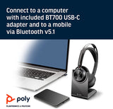 Poly - Voyager Focus 2 UC USB-C Headset with Stand (Plantronics) - Bluetooth Stereo Headset with Boom Mic - USB-C PC/Mac Compatible - Active Noise Canceling - Works with Teams (Certified), Zoom &amp; more Headset + Charge Stand, Teams Version