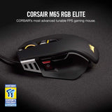 Corsair M65 RGB Elite – Wired FPS and MOBA Gaming Mouse – Adjustable Weight and Balance – Durable Aluminum Frame – 18,000 DPI Optical Sensor , Black Black 18,000 DPI