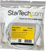 StarTech.com 7m / 23 ft CL3 Rated HDMI Cable w/Ethernet - in Wall Rated Ultra HD HDMI Cable - 4K 30Hz UHD High Speed HDMI Cable - 10.2 Gbps - HDMI 1.4 Video/Display Cable - 30AWG, White (HD3MM7MW) 23 ft/7 m