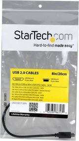 StarTech.com 8in USB OTG Cable - Micro USB to Mini USB - M/M - USB OTG Mobile Device Adapter Cable - 8 inch (UMUSBOTG8IN),Black 8in Micro USB to Mini USB Cable Black