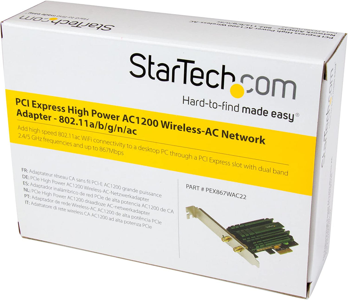 StarTech.com PCI Express AC1200 Dual Band Wireless-AC Network Adapter - PCIe 802.11ac WiFi Card - 2.4 / 5GHz Wireless-AC Card (PEX867WAC22)