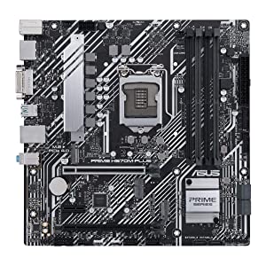 ASUS Prime H570M-PLUS/CSM LGA1200 (Intel 11th/10th Gen) MicroATX Motherboard (PCIe 4.0, 8 Power Stages, HDMI, DVI, DisplayPort, Dual M.2, Intel 1Gb LAN, USB 3.2 Gen 2 Type-C, Thunderbolt™ 4, ACCE)