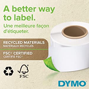 DYMO Authentic LW Large Multi-Purpose Labels for LabelWriter Label Printers, White, 2-1/8'' x 2-3/4'', 1 roll of 320 (30324) 320 labels Large Multipurpose Labels Labels