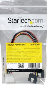 StarTech.com 12in LP4 to 2x Latching SATA Power Y Cable Splitter Adapter - 4 Pin LP4 to Dual SATA Y Splitter (PYO2LP4LSATA)