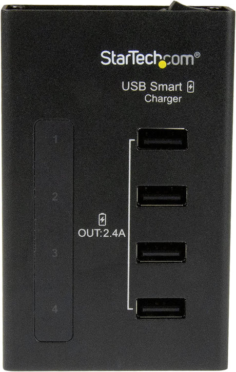 StarTech.com 4-Port Charging Station for USB Devices with Smart Charging - 48W/9.6A - Dedicated Desktop Multi-Device USB Charging Station (ST4CU424)