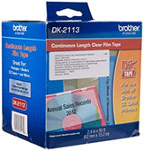 Brother Genuine DK-2113 Continuous Length Black on Clear Film Tape for Brother QL Label Printers, 2.4" x 50' (62mm x 15.2M), 1 Roll per Box, DK2113 Film Label Roll