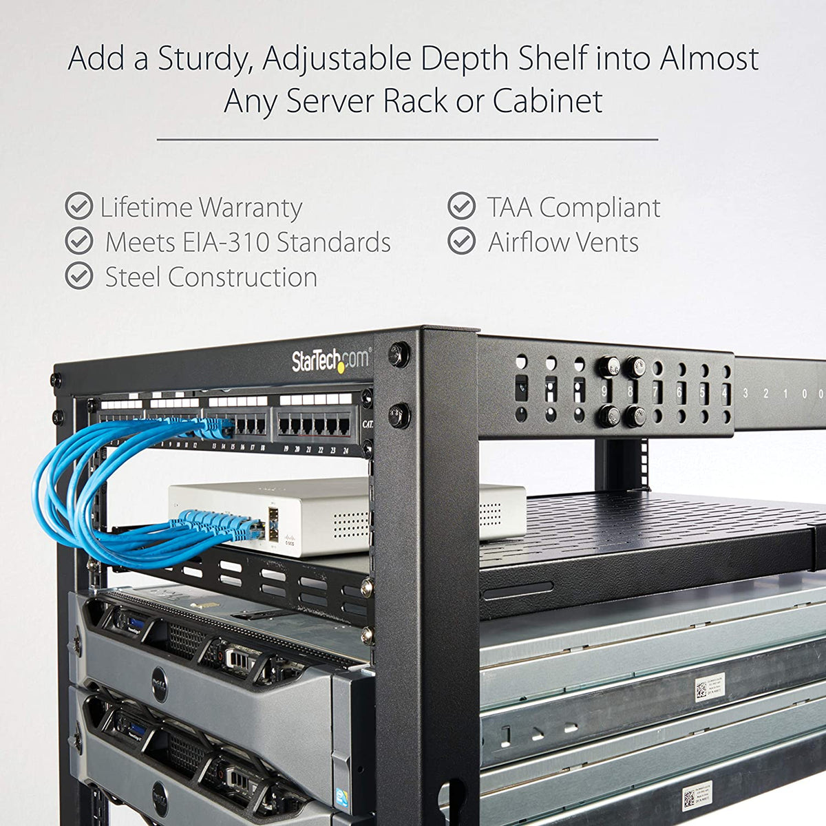 Server Rack For Laptops StarTech.com 1U Adjustable Vented Server Rack Mount Shelf - 175lbs - 1 ...