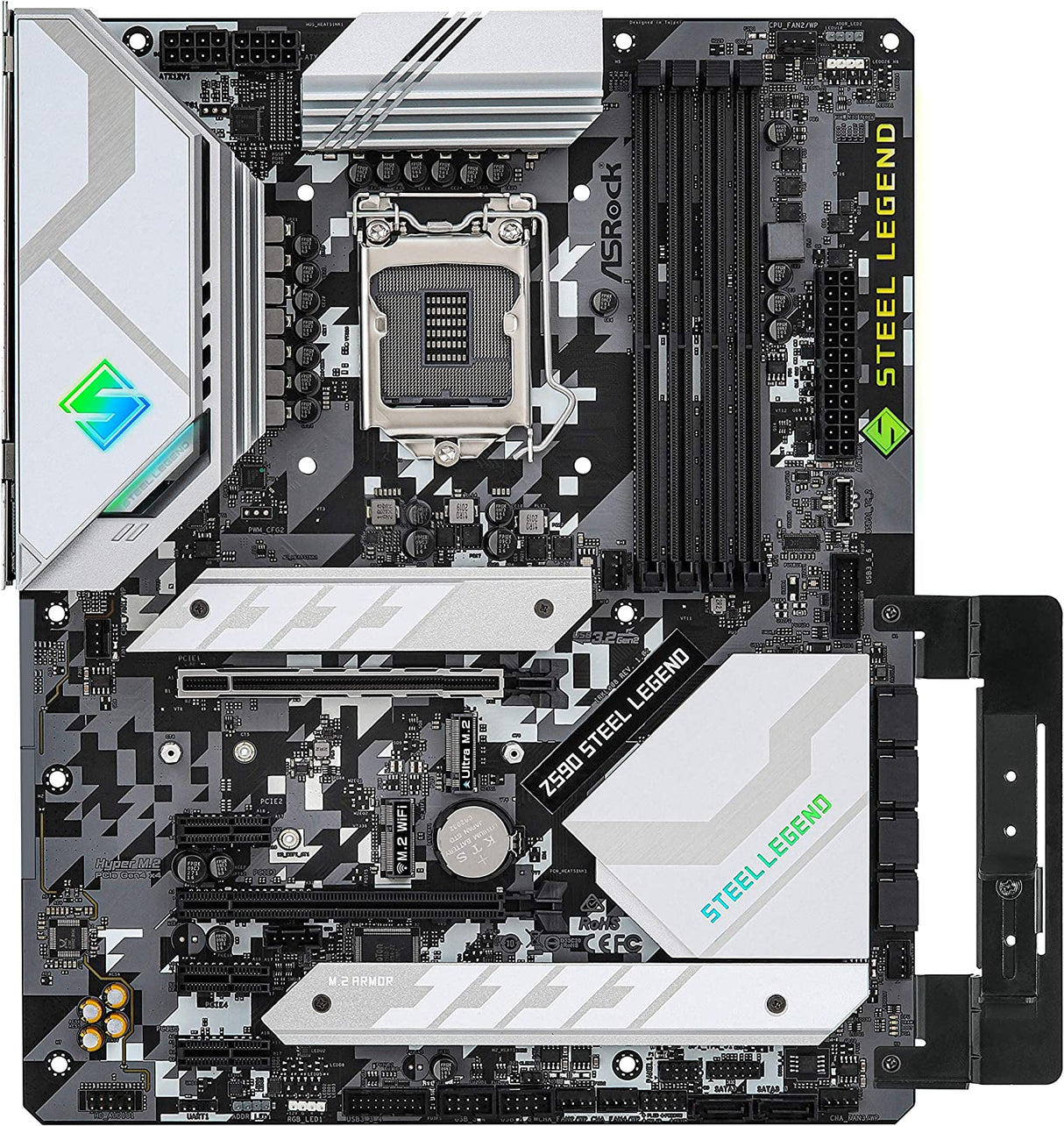 ASRock Z590 Steel Legend Compatible with Intel 10th and 11th Generation CPU (LGA1200) Z590 with Chipset