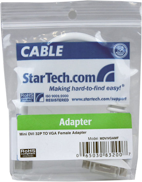 StarTech.com Mini DVI to VGA Video Cable Adapter for Macbooks and iMacs - Video Adapter - Mini-DVI (M) to HD-15 (VGA) (F) - 7.9 in - White - MDVIVGAMF