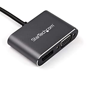 StarTech.com USB C Multiport Video Adapter - USB-C to 4K 60Hz DisplayPort 1.2 or 1080p VGA Monitor Adapter - USB Type-C 2-in-1 DP (HBR2 HDR)/VGA Display Converter- Thunderbolt 3 Compatible (CDP2DPVGA)