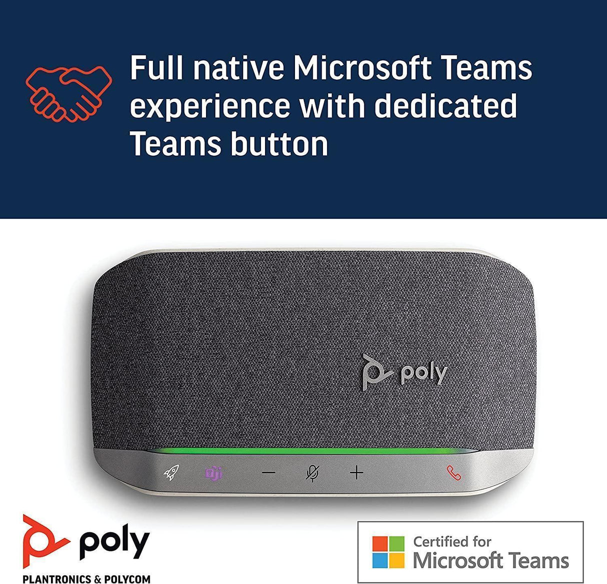 Poly Sync 20+ Bluetooth Speakerphone w/USB-C UC Bluetooth Adapter (Plantronics) - Personal Portable Speakerphone - Noise &amp; Echo Reduction - Connect Wirelessly to PC/Mac/Cell Phone - Teams Certified USB-C, Teams Version