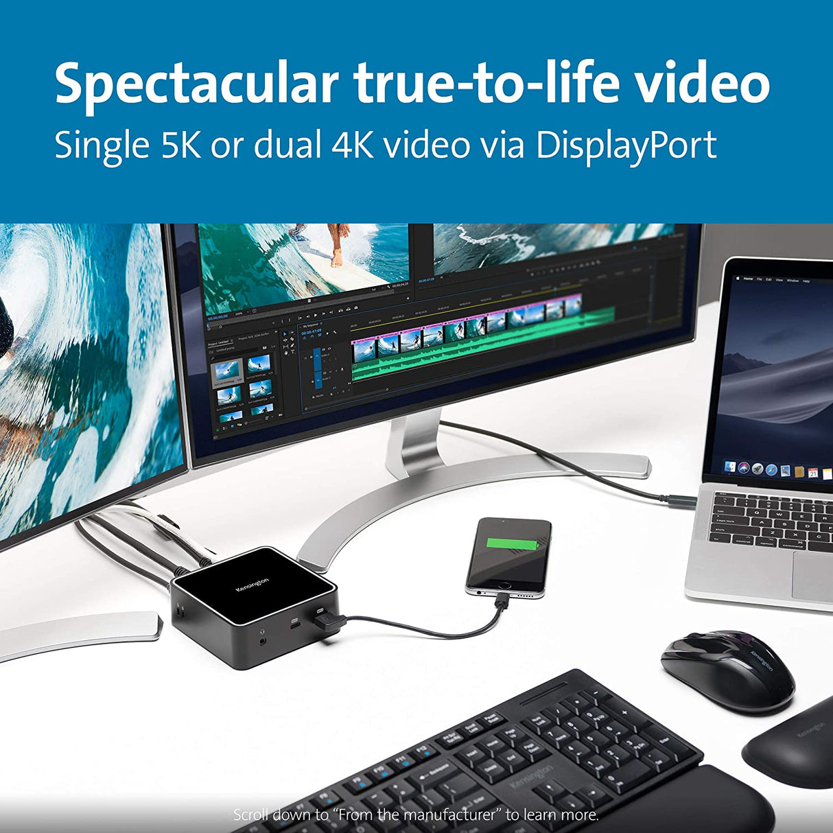 Kensington SD2400T Thunderbolt 3 Docking Station - 85W PD - Dual 4K for Windows and Mac - TAA Compliant (K38390NA)