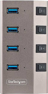 StarTech.com 4-Port Self-Powered USB-C Hub with Individual On/Off Switches, USB 3.0 5Gbps Expansion Hub w/Power Supply, Desktop/Laptop USB-C to USB-A Hub, USB Type C Hub w/BC 1.2 (5G4AIBS-USB-HUB-NA) 4 port USB-A or USB-C source