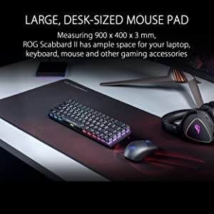 ASUS ROG Scabbard II Extended Gaming Mouse Pad | Nano Technology Smooth Glide Tracking | Protective Coating for Water, Oil, Dust-Repelling Surface | Anti-Fray Flat-Stitched Edges | Non-Slip Rubber Bas