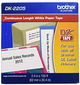 Brother Genuine, DK-2205 Continuous Paper Label Roll, Cut-to-Length Label, 2.4” x 100 Feet, (1) Roll Per Box 1 Roll Label Roll