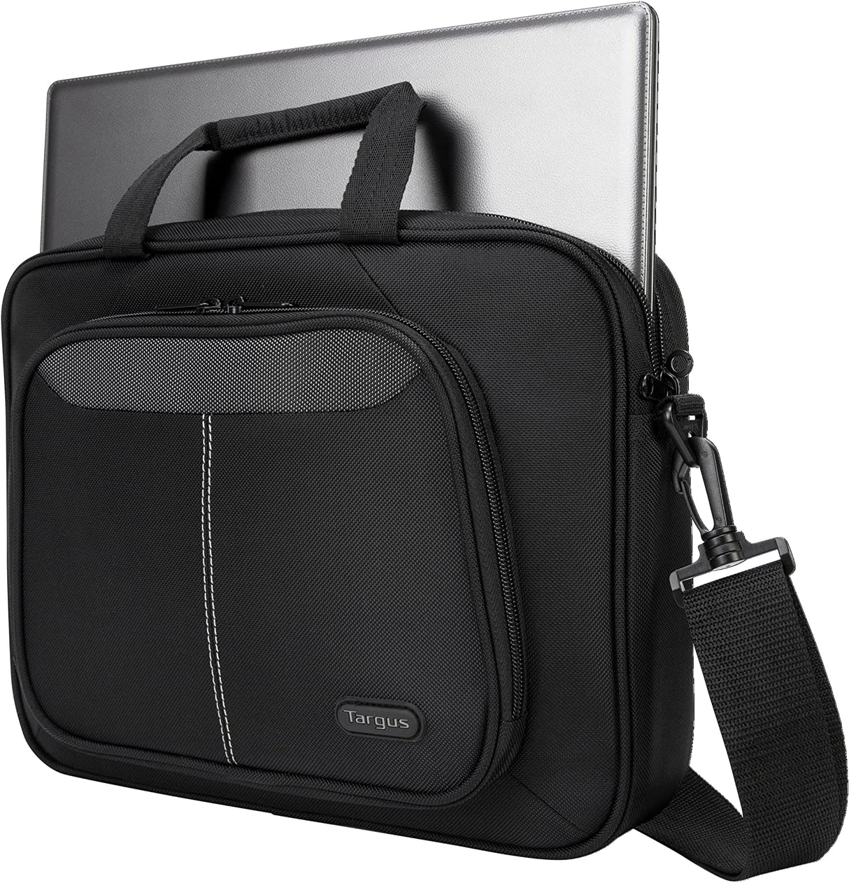 Targus Intellect Slim Slipcase Bag with Durable Water-Resistant Nylon, Two Large Exterior Pockets, Removable Shoulder Strap, Protective Sleeve for 12.1-Inch Laptop and Tablet, Black (TBT248US) Slim Slipcase 12.1 inch