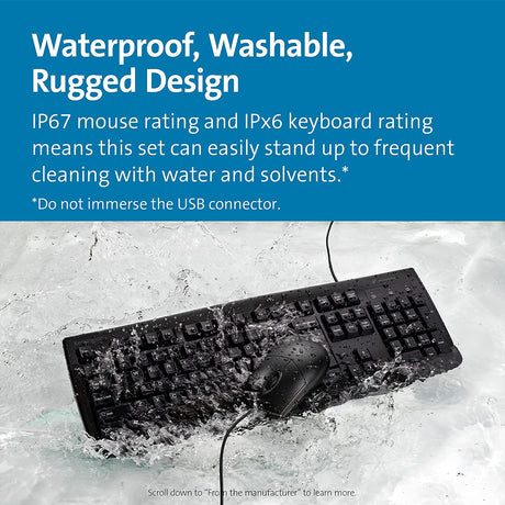 Kensington Pro Fit Washable Wired Desktop Set (K70316US) keyboard + mouse set