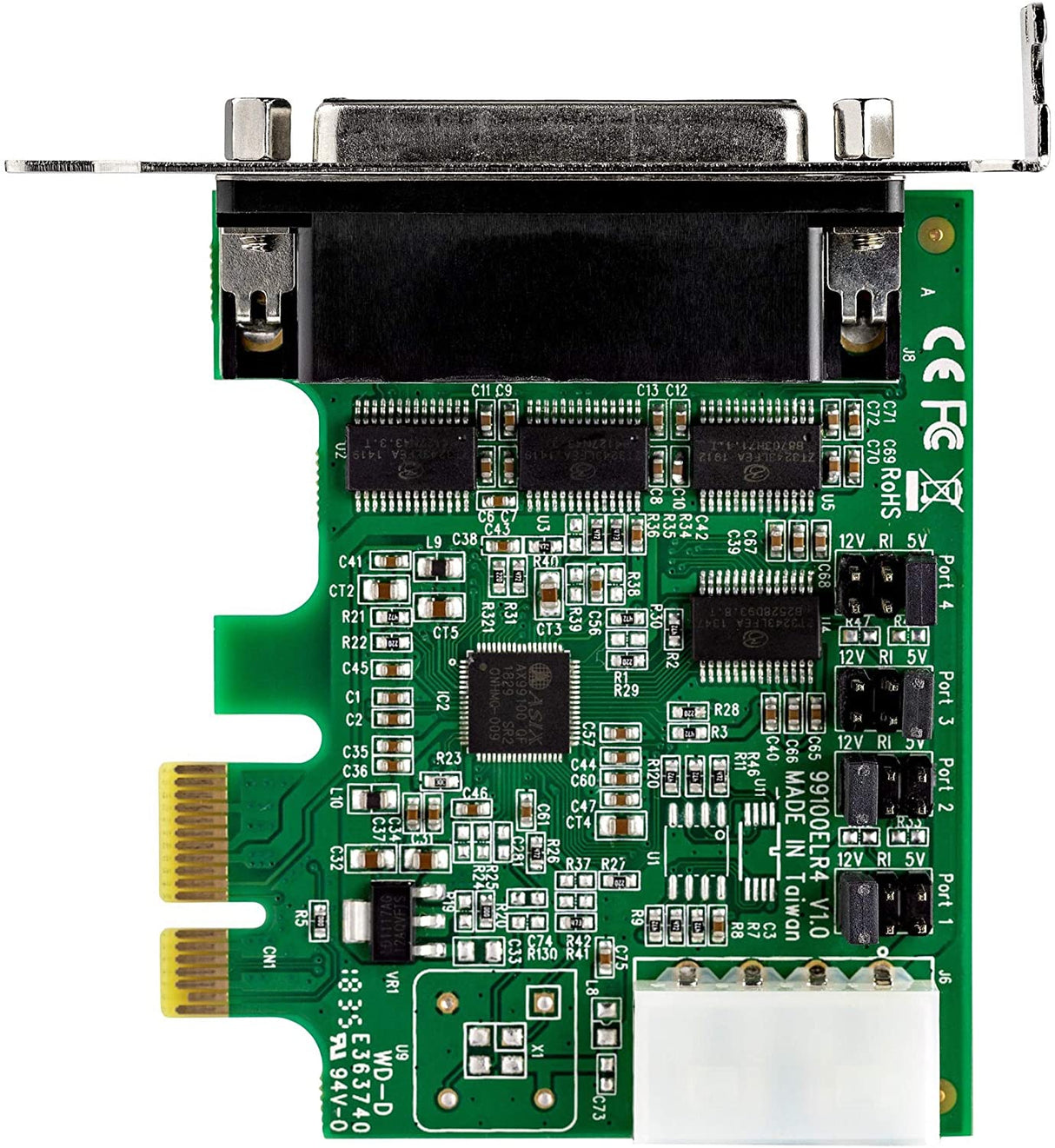 StarTech.com 4-port PCI Express RS232 Serial Adapter Card - PCIe RS232 Serial Host Controller Card - PCIe to Serial DB9 - 16950 UART - Low Profile Expansion Card - Windows &amp; Linux (PEX4S953LP)