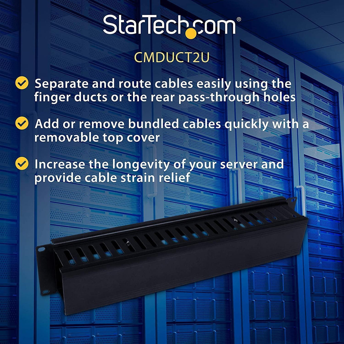 Cable Rack Finger StarTech 2U Horizontal Finger Duct Rack Cable Management Panel with Co ...
