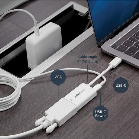 StarTech.com USB C to VGA Adapter with Power Delivery - 1080p USB Type-C to VGA Monitor Video Converter w/ Charging - 60W PD Pass-Through - Thunderbolt 3 Compatible - White (CDP2VGAUCPW)