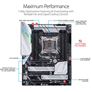 Asus Prime X299- A II ATX Motherboard (Intel X299) LGA 2066, 12 IR3555 Power Stages, DDR4 4266 MHz, Triple M.2, USB 3.2 Gen 2 Type-C, Intel LAN and Aura Sync RGB Lighting