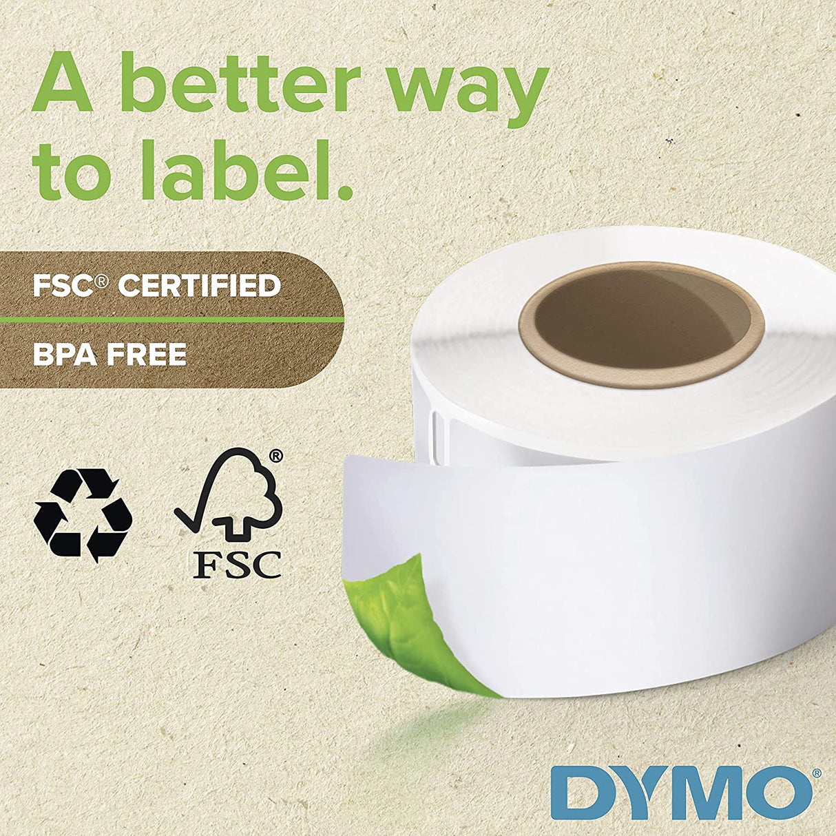 DYMO LW Large Mailing Address Labels for LabelWriter Label Printers, White, 1-4/10'' x 3-1/2'', Large, 2 Rolls of 260
