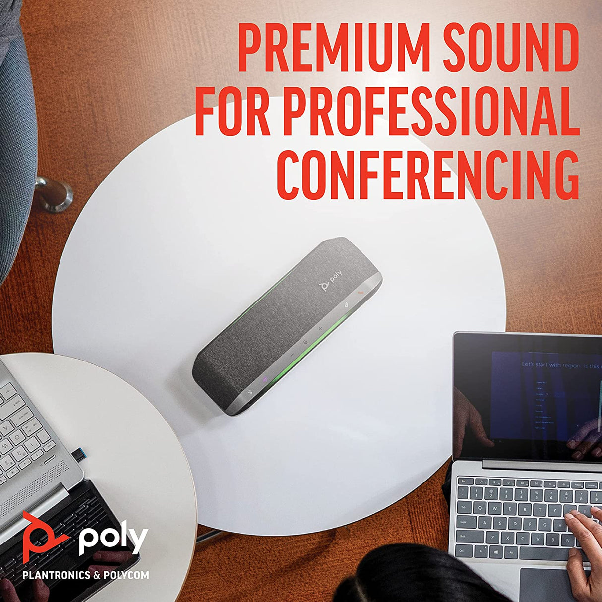 Poly - Sync 40 Smart -Speakerphone (Plantronics) - Flexible Work Spaces - Connect to PC/Mac via Combined USB-A/USB-C -Cable and Smartphones via -Bluetooth - Works with Teams (Certified), Zoom &amp; more Sync 40 Speakerphone Teams Version Speakerphone