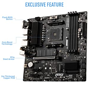 MSI B550M PRO-VDH WiFi ProSeries Motherboard (AMD AM4, DDR4, PCIe 4.0, SATA  6Gb/s, M.2, USB 3.2 Gen 1, Wi-Fi, D-SUB/HDMI/DP, Micro-ATX)