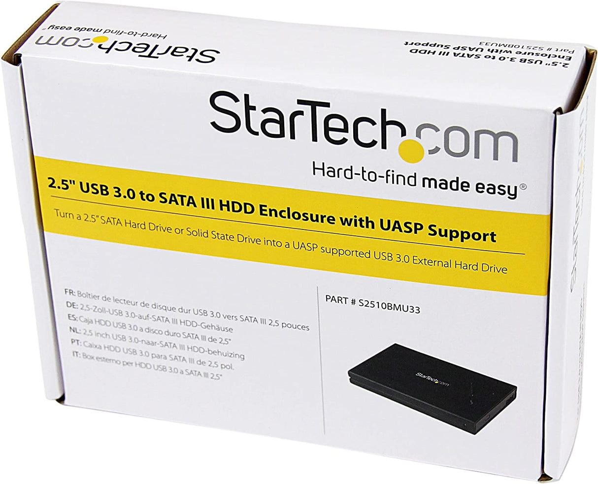 StarTech.com 2.5" Hard Drive Enclosure - Supports UASP - SATA 6Gbps - USB 3.0 External Hard Drive Enclosure - SSD/HDD Enclosure (S2510BMU33)