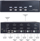 StarTech.com DisplayPort KVM - 4 Port - 4K 60Hz - Dual Monitor KVM - DisplayPort Switch - KVM DisplayPort - Desktop KVM Switch (SV431DPDDUA2)