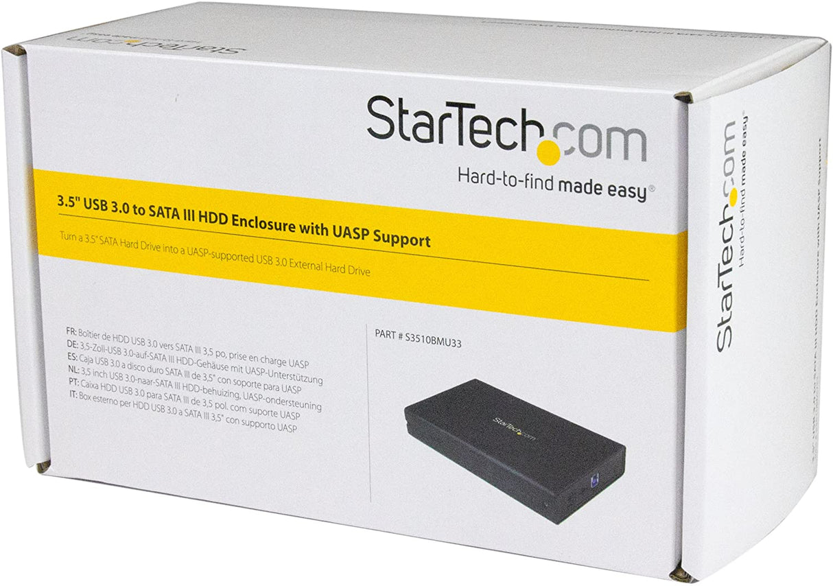 Startech S3510BMU33 3.5-Inch USB 3.0 External SATA III Hard Drive Enclosure (Black) Black USB 3.0