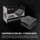 Thermaltake Toughpower GF3 850W 80+ Gold Full Modular SLI/Crossfire Ready ATX 3.0 Standard Power Supply, PCIe Gen.5 12VHPWR Connector Included, PS-TPD-0850FNFAGU-4, 10 Year Warranty Black 850W GF3 ATX3.0