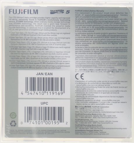 Fujitsu Fujifilm LTO Ultrium 5 1.5TB/3TB Cartridge w/case