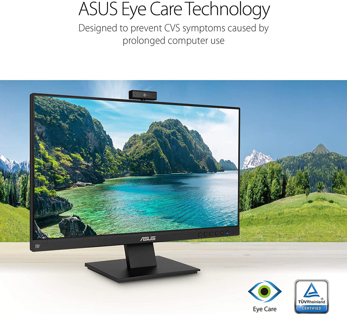 ASUS BE24EQK 23.8” Business Monitor with Webcam, 1080P Full HD IPS, Eye Care, DisplayPort HDMI, Frameless, Built-in Adjustable 2MP Webcam, Mic Array, Stereo Speaker, Video Conference 23.8" IPS w/Webcam &amp; DisplayPort