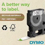 DYMO D1 Durable Labeling Tape for LabelManager Label Makers, Black Print on White Tape, 1/2" W x 18' L, 1 Cartridge (1978364), DYMO Authentic Durable Black on White